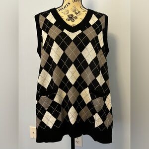 Black and White Argyle Sweater Vest